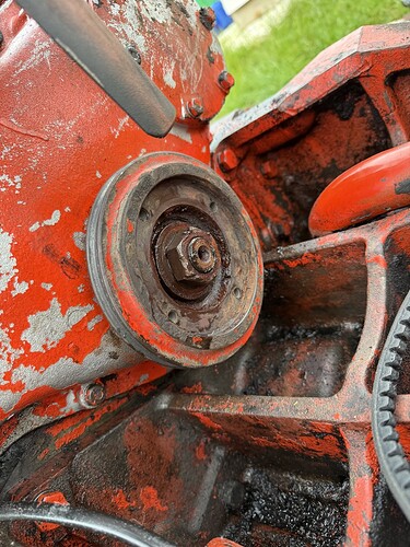 Pulley with shaft coupling removed exposing 38mm nut
